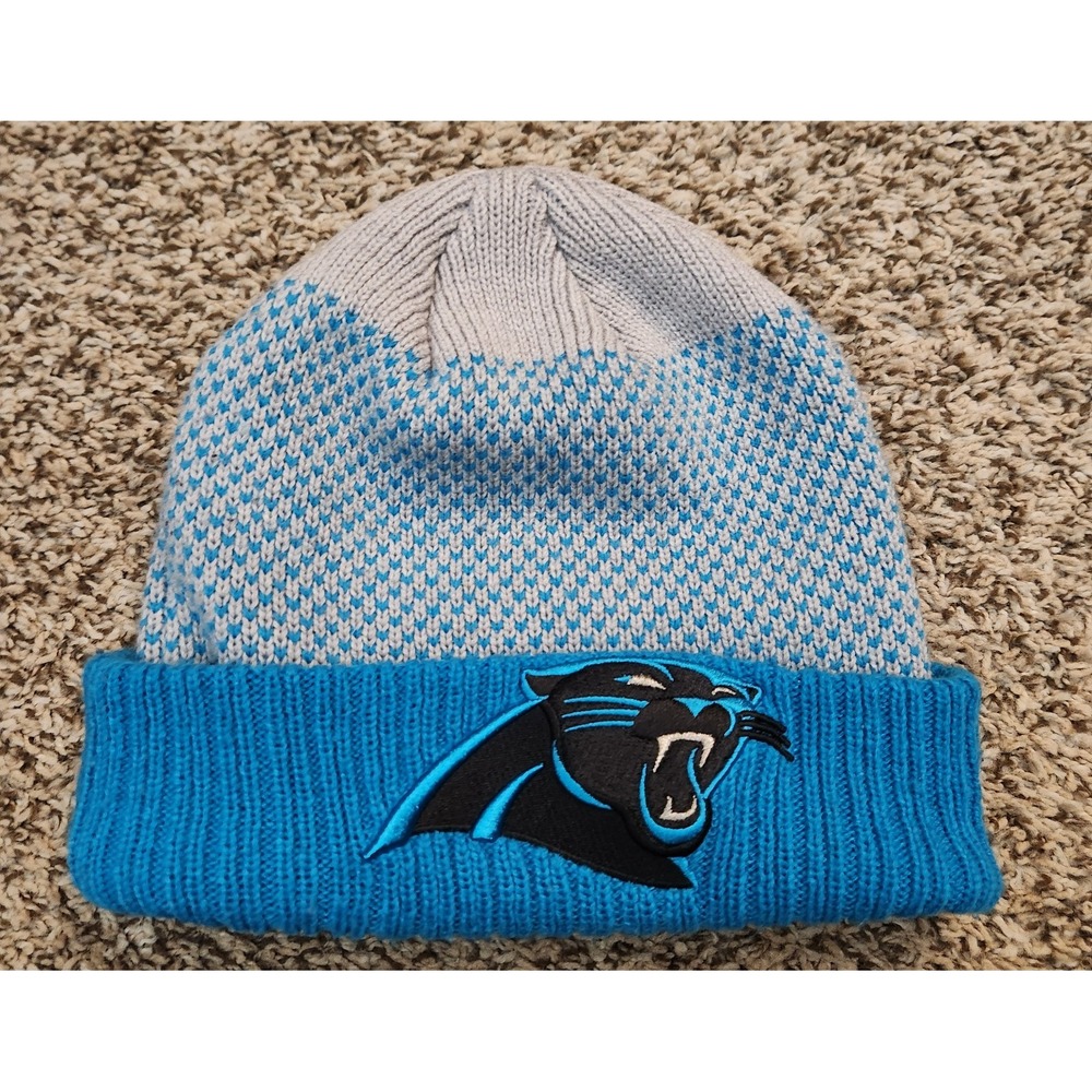 Carolina Panthers New Era NFL Cuffed Knit Hat Beanie‎ Gray Blue Unisex OSFM